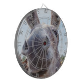 Comische Grijze Glimlachende Ezel Dartbord (Voorkant Links)