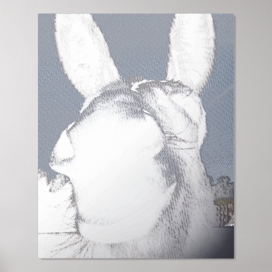 Comische Grijze Glimlachende Ezel Folie Afdrukken (Voorkant)