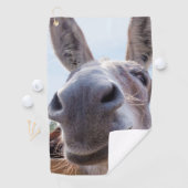 Comische Grijze Glimlachende Ezel Golfhanddoek (Insitu)