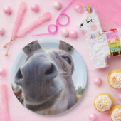 Comische Grijze Glimlachende Ezel Papieren Bordje (Feest)