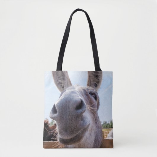 Comische Grijze Glimlachende Ezel Tote Bag (Voorkant)
