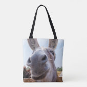 Comische Grijze Glimlachende Ezel Tote Bag (Achterkant)