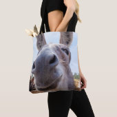 Comische Grijze Glimlachende Ezel Tote Bag (Dichtbij)