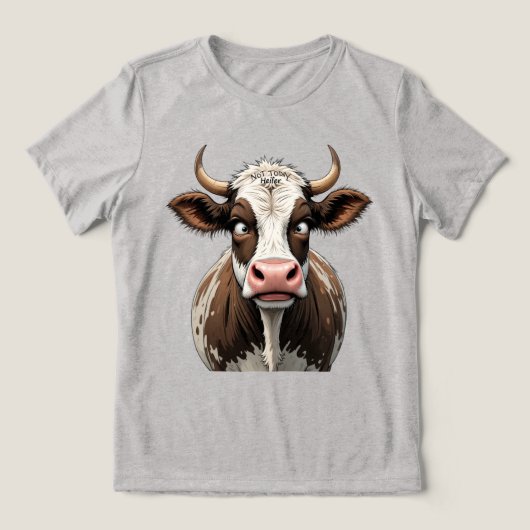 Comische Koe met grappig schrijven op voorhoofd Tri-Blend Shirt (Design voorkant)