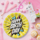 Comische Retro Gefeliciteerd! Papieren Bordje (Feest)