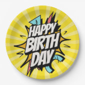 Comische Retro Gefeliciteerd! Papieren Bordje (Voorkant)