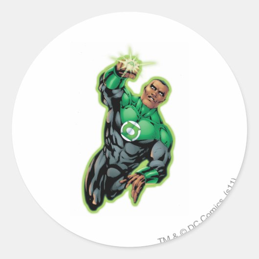 Comische stijl - omhoog vliegend ronde sticker (Voorkant)