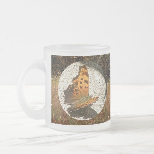 Comma Angle Wing Butterfly Matglas Koffiemok (Links)