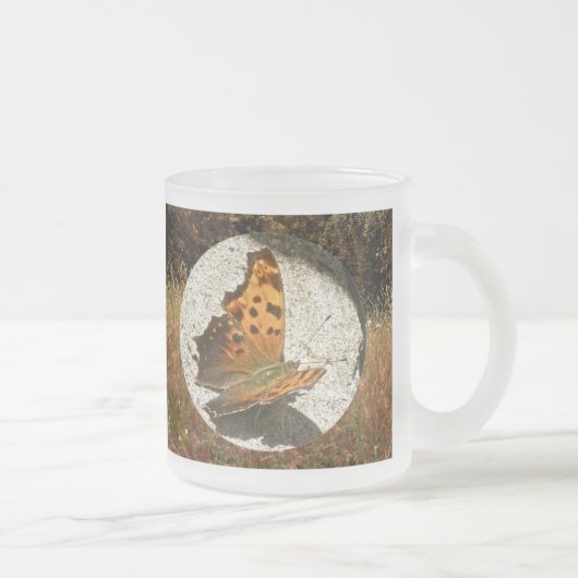 Comma Angle Wing Butterfly Matglas Koffiemok (Rechts)