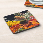 Comma Butterfly op een Rudbeckia-bloem Bier Onderzetter (Linkerzijde)