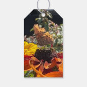 Comma Butterfly op een Rudbeckia-bloem Cadeaulabel (Achterkant)