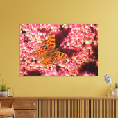 Comma Butterfly op Sedum Canvas Afdruk (Insitu (Woonkamer))