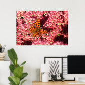 Comma Butterfly op Sedum Poster (Thuiskantoor)