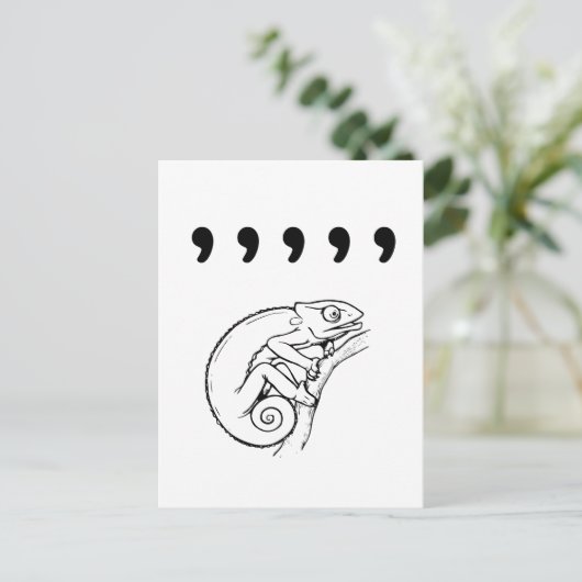 Comma Chameleon Briefkaart (Staand voorkant)