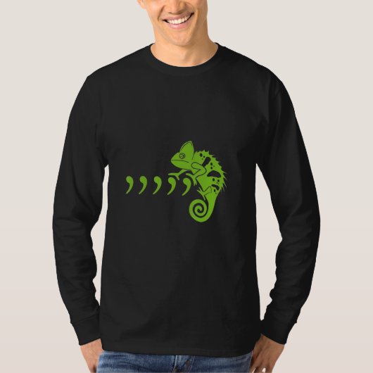 Comma Chameleon Funny 80's Muziek Songtekst Dieren T-shirt (Voorkant)