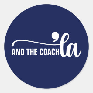 Comma en coach Kamala Harris Coach Blue Ronde Sticker