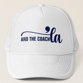 Comma en coach | Kamala Harris Coach Blue Trucker Pet