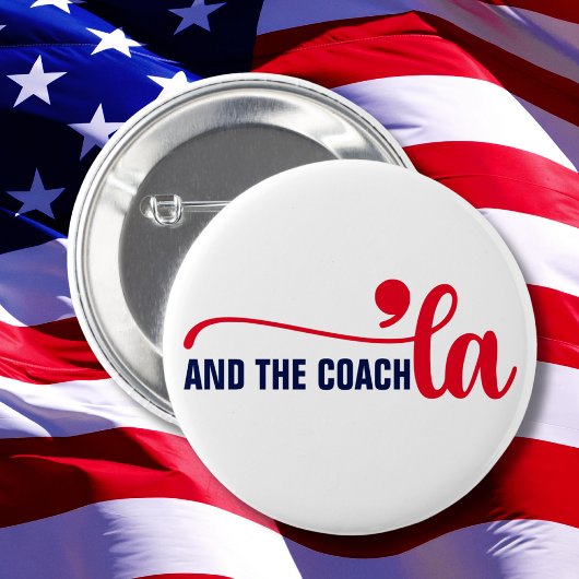 Comma en coach | Kamala Harris Coach Ronde Button 5,7 Cm