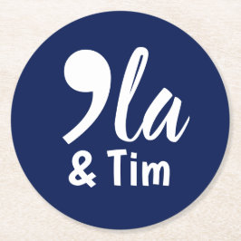 Comma Kamala en Tim 2024 Ronde Kartonnen Onderzetter