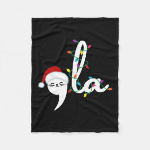 Comma La 2024 Grappig Kerstfeest Kat Lady Kat Xmas Fleece Deken