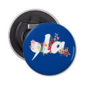 Comma la Floral Kamala Harris President Bloemen Button Flesopener (Voorkant)