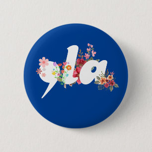 Comma la Floral Kamala Harris President Bloemen Ronde Button 5,7 Cm