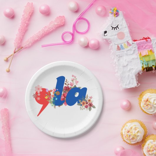 Comma la Flowers Papieren Bordje (Feest)