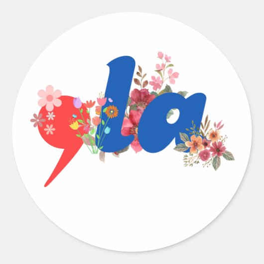 Comma la Flowers Ronde Sticker (Voorkant)