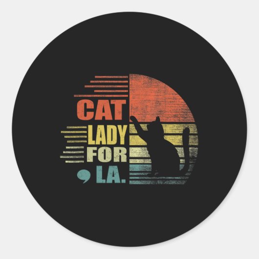 Comma La Funny Cat Ronde Sticker (Voorkant)