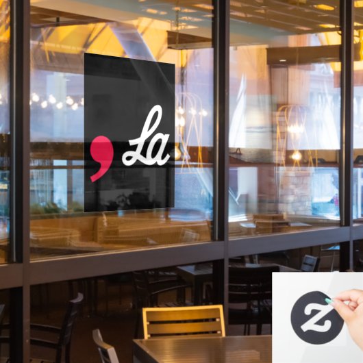 Comma La Funny Punctuation Kamala Harris Raamsticker (Restaurant Raam)