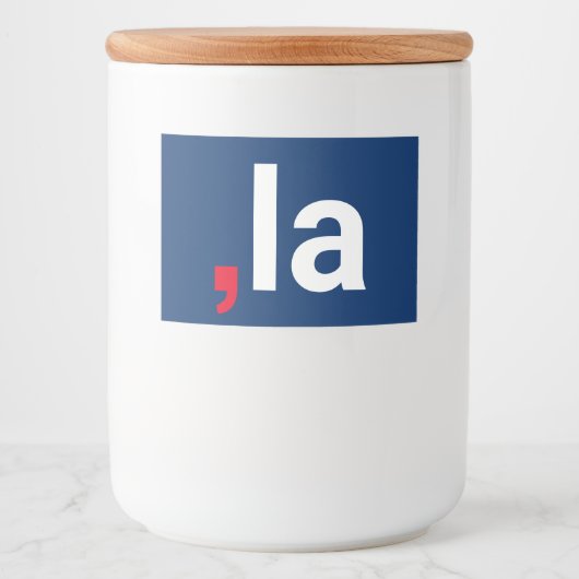 Comma La kamala grappige uitspraak rood wit blauw Voedselcontainer Etiket (Voorkant)