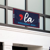 Comma La Kamala Harris 2024 - Voor President Spandoek (Buitenkant Gebouw)