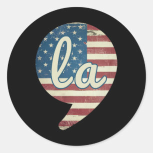 Comma La Kamala Harris Amerikaanse vlag Comma + La Ronde Sticker