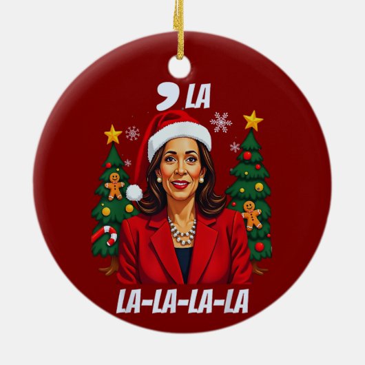 Comma La Kamala Harris Christmas Keramisch Ornament (Achterkant)