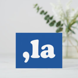 Comma La kamala uitspraak typografie blauw Briefkaart