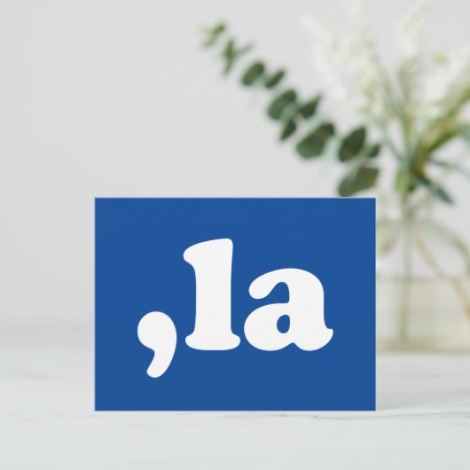 Comma La kamala uitspraak typografie blauw Briefkaart (Staand voorkant)