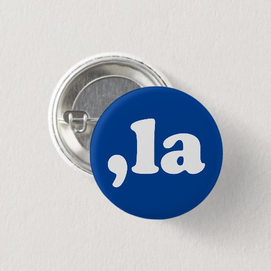 Comma La kamala uitspraak typografie blauw Ronde Button 3,2 Cm (Voorkant /achterkant)