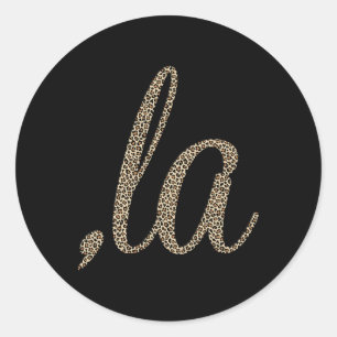 Comma La Leopard Afdrukken Grappig Ronde Sticker