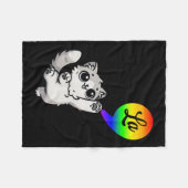 Comma-la met Schattige Cat Kamala Rainbow Design Fleece Deken (Voorkant (Horizontaal))