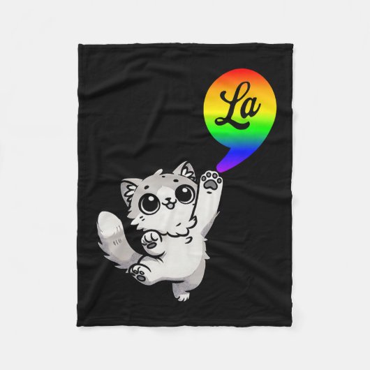 Comma-la met Schattige Cat Kamala Rainbow Design Fleece Deken (Voorkant)