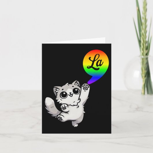 Comma-la met Schattige Cat Kamala Rainbow Design Kaart (Voorkant)