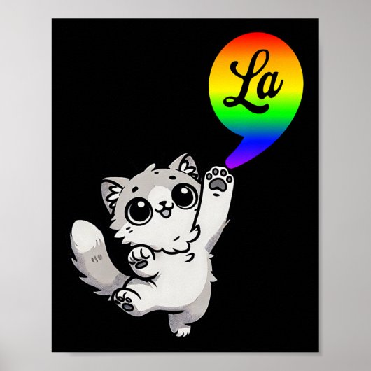 Comma-la met Schattige Cat Kamala Rainbow Design Poster (Voorkant)