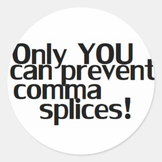 'Comma Splices' Witte Sticker