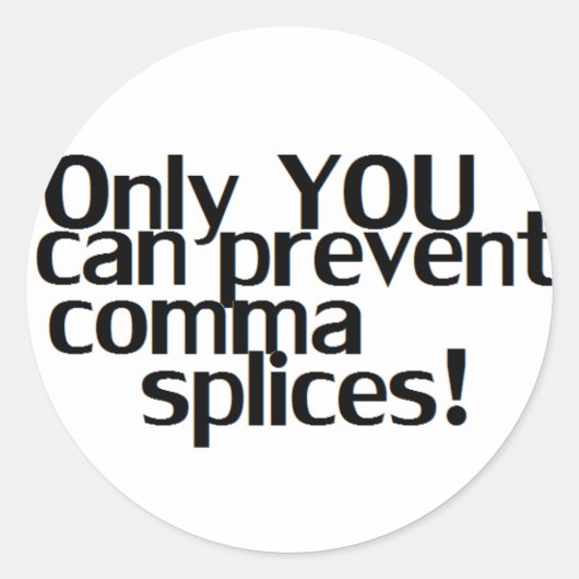 'Comma Splices' Witte Sticker (Voorkant)