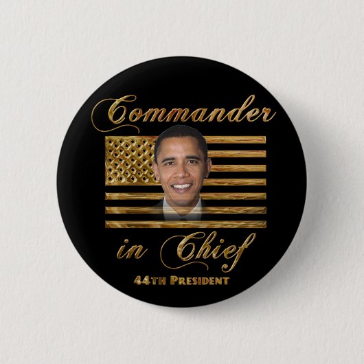 Commandant opperbevelhebber Barack Obama Ronde Button 5,7 Cm (Voorkant)
