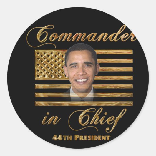 Commandant opperbevelhebber Barack Obama Ronde Sticker (Voorkant)