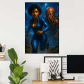 Commander Gail Kween vs Griezige Octopus | Anime Poster (Thuiskantoor)