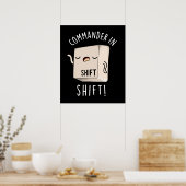 Commander in Shirt Funny Keyboard Pun Dark BG Poster (Keuken)