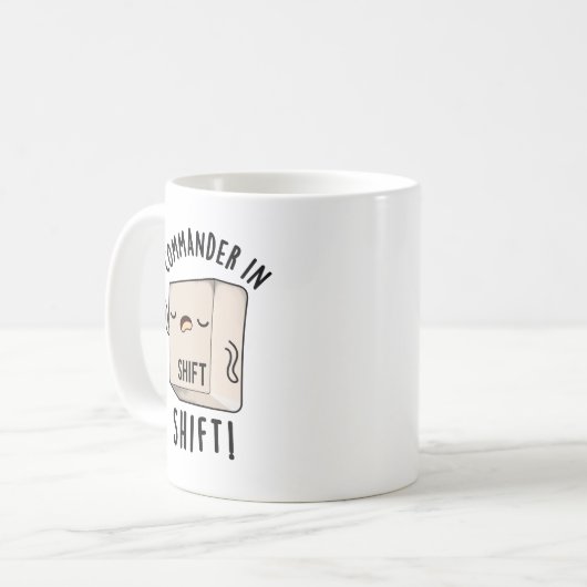 Commander in Shirt Funny Keyboard Pun Koffiemok (Voorkant links)