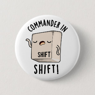 Commander in Shirt Funny Keyboard Pun Ronde Button 5,7 Cm